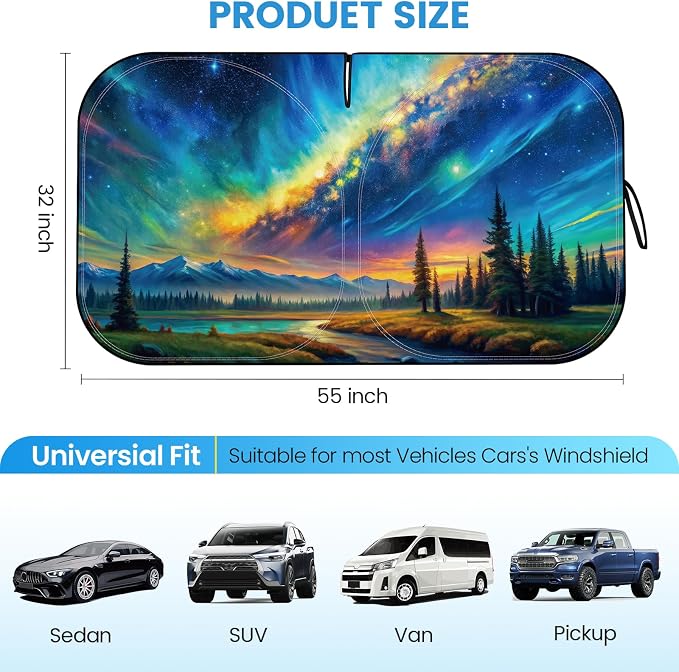 Car Windshield Sunshade | Innovative No-Light-Pass Technology for Maximum Protection | Foldable Sun Shade