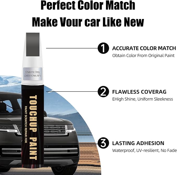 Charente Grey(2451/1DN/LRP) Car Paint Touch Up Pen Compatible with Landrover, 2-In-1 Color Accurate Touch Up Car Scratch Repair Paint Match Landrover Series Automotive Scratch Remover for Nicks & Chips Repair
