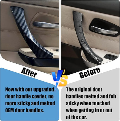Compatible with BMW 3 Series Door Handle Replacement E90/E91/E92/E93 2004-2011,6PCS Left Right Passenger Interior Door Pull Handle for 318i,320i,323i,325i,328i,330i,335i(Carbon Fiber Pattern)