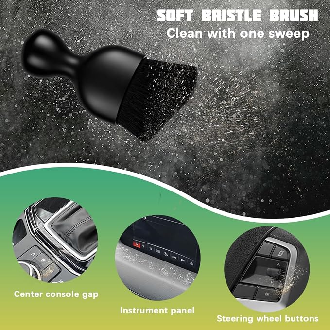 Car Interior Detailing Brush, Curved Soft Bristles Vehicle Removal Dust Collectors, Scratch-Free Automotive Cleaning Tool Accessories, Universal for Truck SUV Sedan (Black)