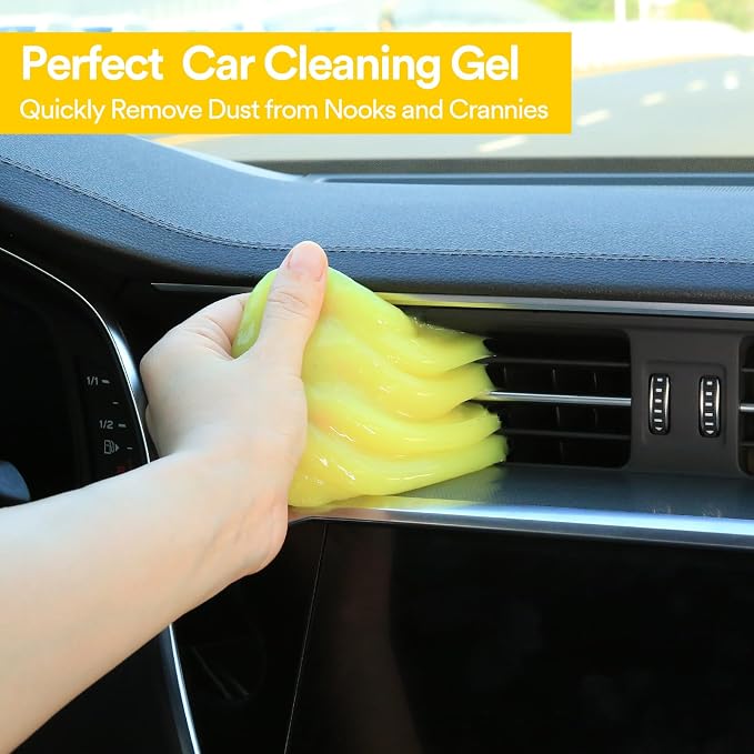 PULIDIKI Car Cleaning Gel Detailing Kit Clean Putty Gel Reusable Auto Detail Tools Car Slime Cleaner Cleaning Supplies, Dust Remover Gifts for Men Women Yellow