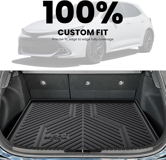 LASFIT Cargo Trunk Mat for 2019-2026 Toyota Corolla Hatchback & 2023-2026 GR Corolla, All Weather TPE Custom Fit Trunk Mat Trunk Liner Trunk Tray Cargo Liner Cargo Tray, Black