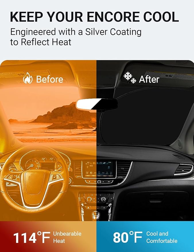 Proadsy 2026 Upgrade Front Windshield Sun Shade Foldable Sunshade Protector Custom Fit 2013-2022 Buick Encore Accessories