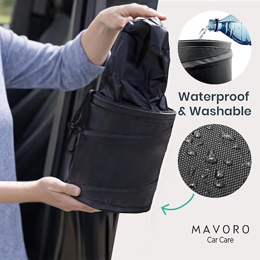 Mavoro 1 Pack, 1 Gallon Car Trash Can | Waterproof Collapsible Pop-Up Car Bin (1 Pack, 1 gal)