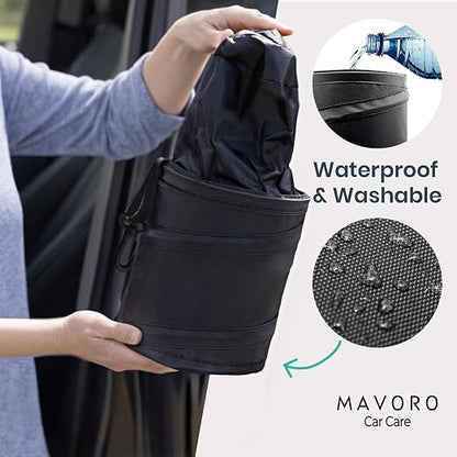 Mavoro 1 Pack, 1 Gallon Car Trash Can | Waterproof Collapsible Pop-Up Car Bin (1 Pack, 1 gal)