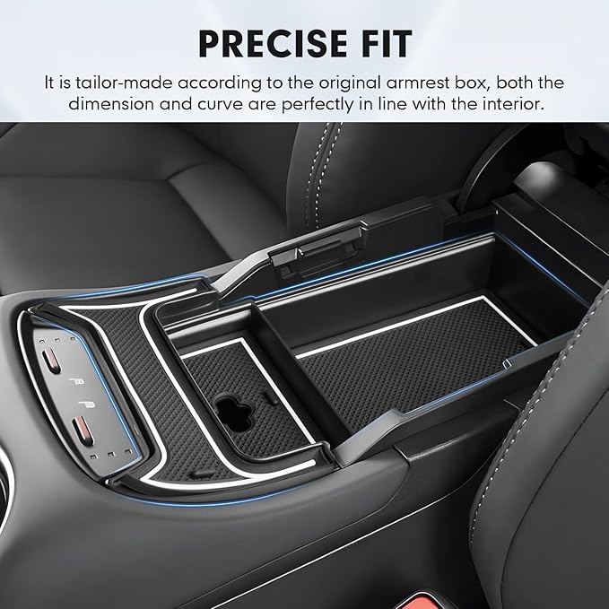 Autorder 2PCS Center Console Organizer for 2021-2024 Toyota Venza Accessories Armrest Storage Box Secondary Insert Tray Center Console Armrest Tray with Nonslip Mats
