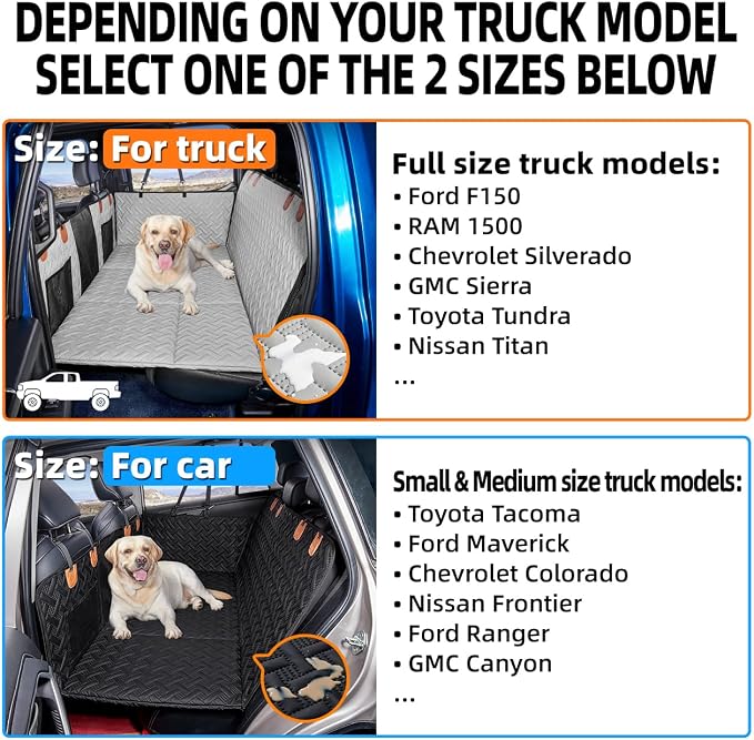 MAXFUT Dog Back Seat Extender for Truck,Dog Seat Cover Back Seat,Dogs Hammock,Hard Bottom Backseat Extender for Pet,Pet Seat Cover for F150/RAM1500/Silverado
