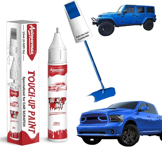 Hydro Blue Pearl-Coat(PBJ/MBJ) Car Touch Up Paint for Ram, Color Accurate Two-In-One Car Paint Scratch Repair Pen, Professional Scratch Remover for Vehicles Chips and Nicks Scuff