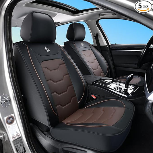 Car Seat Covers, Universal Fit for Most Vehicles, Waterproof Leather, Pet-Friendly Car Seat Covers, 5-Piece Complete Set, Protects Car Seats, Upgrades Interior, Airbag Compatible