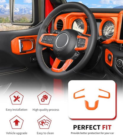 JWWY Interior Trim Kit Dress-Up Kit Decor Set Center Console Gear Shift Dashboard Panel,Door Window Switch Knob Speaker Cover Trim for 2024–2026 Jeep Wrangler JL JLU & Gladiator JT Oranger 28pcs