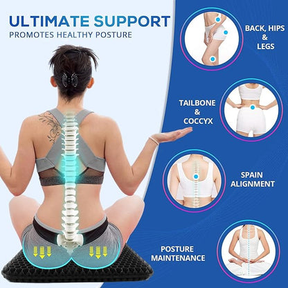 20" Gel Seat Cushion for Long Sitting Pressure Relief(Jumbo&Thick) - Wheelchair Cushion for Pressure Sores - Back, Sciatica & Tailbone Pain Relief Cushion- Non-Slip Butt Pillow for Office, Home, Car