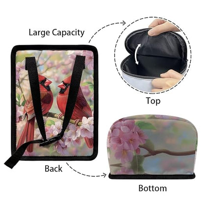 Talayituse Cardinal Cherry Blossom Print Car Trash Bin, Large Size Auto Trash Can Adjustable Portable Garbage Can with Lid, Vehicle Hanging Bag for Headrest Front Back Seat