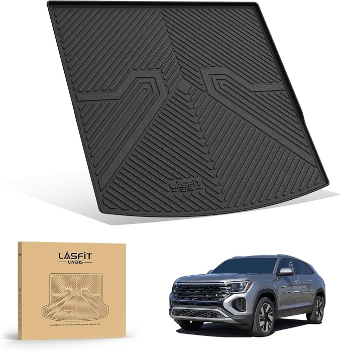LASFIT Trunk Mat for Volkswagen Atlas Cross Sport 2020-2026, Custom Fit All-Weather Protection TPE Rubber Cargo Mat for VW Accessories, Super Duty, Waterproof, Easy to Clean, Black