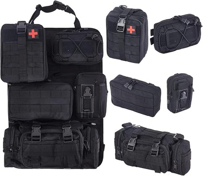 BXBXHD 6 Pack Tactical Truck Organizer Back Seat Storage Car Seat Storage Bag Molle Panels for vehicles, Car and SUV with Lots of Handy Compartments (Black)