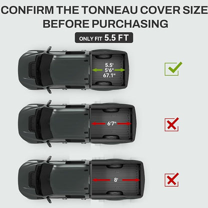 AUTOSAVER88 FRP Hard Tri-fold Truck Bed Tonneau Cover Fit for Ford F-150 F150 2004-2014 5.5ft Bed (Excl. Raptor Series)