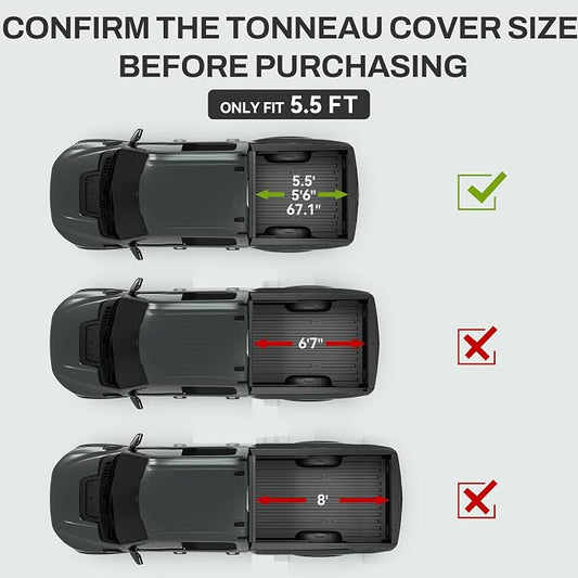 AUTOSAVER88 FRP Hard Tri-fold Truck Bed Tonneau Cover Fit for Ford F-150 F150 2004-2014 5.5ft Bed (Excl. Raptor Series)