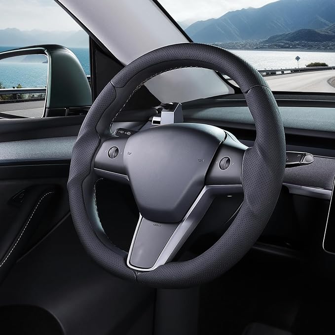 Steering Wheel Cover for Tesla Model 3(2017-2023) Model Y(2020-2024), Steering Wheel Accessories for Tesla Model 3/ Y