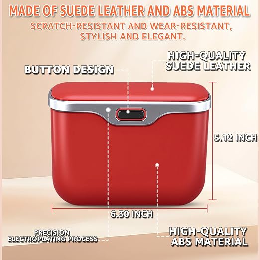 HOLDCY Car Trash Can, Waterproof Multi‑Functional Auto Trash Bin for Door/Console/Seat Back, Universal Vehicle Garbage Can for Car/Truck/SUV Drivers (Red)
