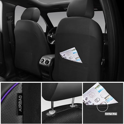 CAR PASS Comfortable 3D Foam Mesh Leather Car Seat Covers Front, Air Cool Mesh Breathable Front Seat Covers for Car, Universal for SUV Truck Sedan Automotive, Airbag Compatible,Black Purple