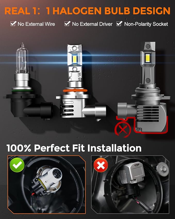 [2026 Upgrade] 9005 9006 Fog Light Bulb Combo [Latest & Brightest] 80000lm 800% Brightness Real 1:1 Mini Size Design, 6000k Cool White，Pack of 4