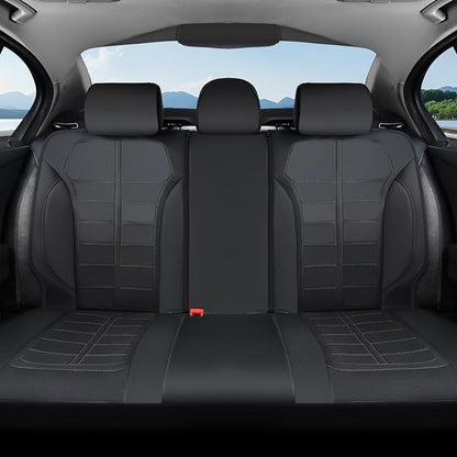 Coverado Rear Seat Covers for Cars Luxury Faux Leather Waterproof Automotive Seat Protector Universal Fit for Most Cars SUV Trucks, Black