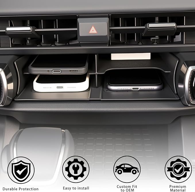 for Toyota RAV4 2026 Wireless Charging Protective Mat & Center Console Storage Protective Mat, Interior Accessories Silicone Anti-Slip Console Cover Pad for RAV4 2026 Accessories -2PC