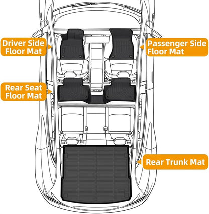 Floor Mats for Audi Q5 & SQ5 2018 2019 2020 2021 2022 2023 2024 2025, TPE 2020 Q5 Floor Mats 1st & 2nd Row & Cargo Liner,Waterproof Summer Winter Non-Slip Floor Liners Car Accessories