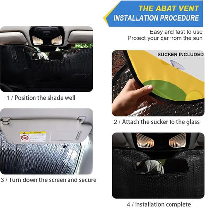 Cars Front Sun Shade Windshield,Foldable Reflective Sun Visor Green Frogs Flowers Windshield Sunshade Cover,Blocks UV Ray Sun Protect Interior Keep Cool,53" x 23.5 "