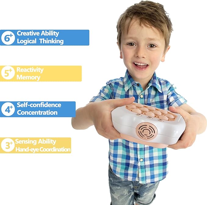 Intoypad Pop The Target! Handheld Speed Push Game Machine: A Fun Multiplayer Game for Family. Sensory Fidget Toy Christmas Toys Gifts for 6 7 8 9 10 11 12 Years Old Kids Road Trip Car Games Kids White
