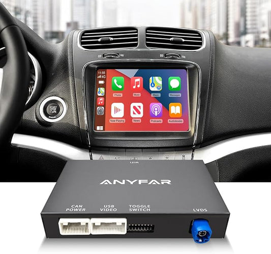 Wireless CarPlay Android Auto Adapter Decoder Retrofit Kit Fits 2012-2016 Dodge Fiat Chrysler Maserati with 8.4'' Screen, Support Voice Control/ AirPlay/ Mirror Link/ Camera/ USB Drive/ Navigation etc
