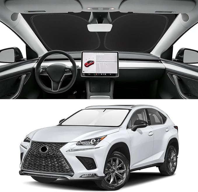 Custom Fit Windshield Sun Shade for Lexus NX NX300h/NX300/NX200t 2015-2021, Blocks UV & Heat, Front Window Sunshade Accessorie, Easy Fold & Store Keep Your Car Cooler