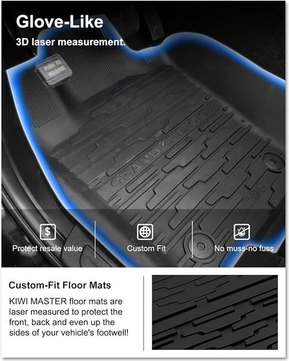 KIWI MASTER Floor Mats & Cargo Mat for 2016-2021 Jeep Grand Cherokee, OEM Replacement 82215577 82212085, All Weather Car Mats, Heavy Duty TPE Floor Liners, Front & Rear & Tray Trunk Mat Set, Black