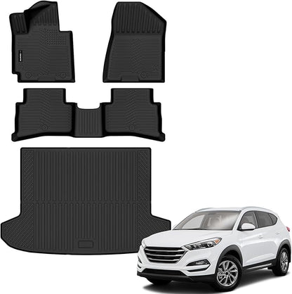 Auxko All Weather Floor Mats Cargo Mat for Hyundai Tucson 2016 2017 2018 All Season TPE Accessories Guard Odorless Anti-Slip Floor Liners Trunk Mat for Hyundai Tucson 2016 2017 2018