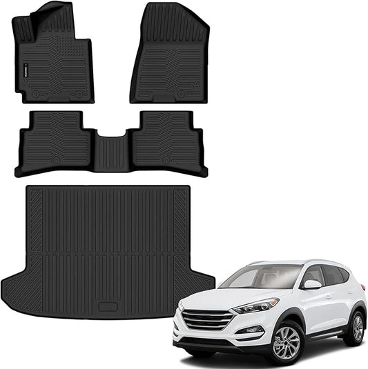 Auxko All Weather Floor Mats Cargo Mat for Hyundai Tucson 2016 2017 2018 All Season TPE Accessories Guard Odorless Anti-Slip Floor Liners Trunk Mat for Hyundai Tucson 2016 2017 2018