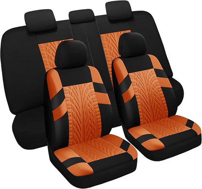 VarCozy Car Seat Covers Full Set, Front & Split Rear Bench for Car, Universal Cloth SUV, Sedan, Van, Automotive Interior Covers, Airbag Compatible
