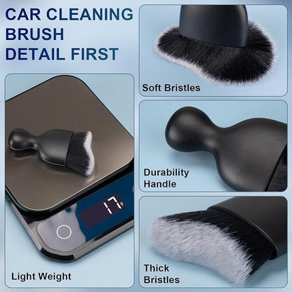Amrules 2 PCS Car Interior Detailing Brush, Auto Car Dusting Brushes, Soft Bristles Duster Removal Cleaning Tool for Dashboard Interior, Exterior, Skylight, Leather, Dust Brush, Black & White