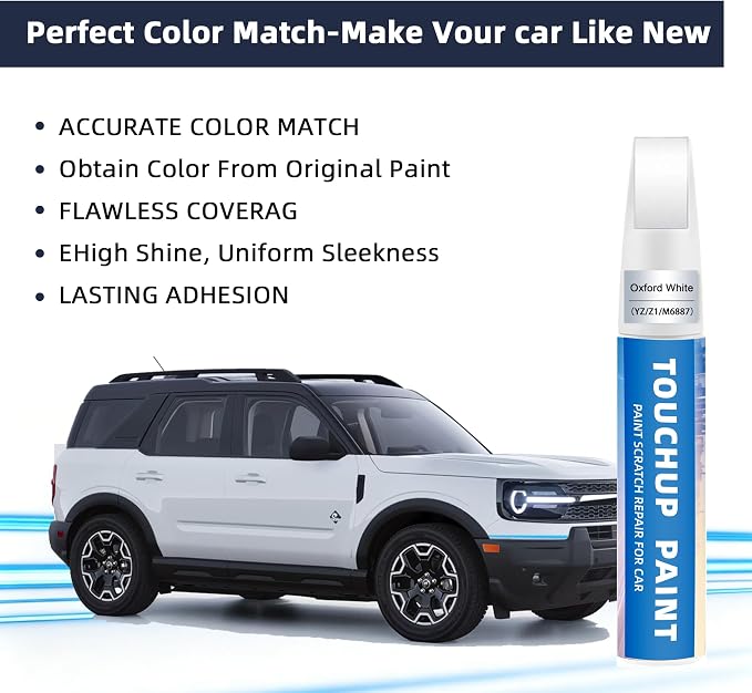 Oxford White(YZ/Z1/M6887) Touch Up Paint Compatible with Ford 2-in-1 Car Scratch Repair Pen for Rock Chips, Door Scratches&Paint Nicks Exact Color Match Quick Dry DIY Fix for F-150 Explorer