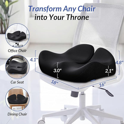 ZIKEE Pioneering Gel Seat Cushion for Sitting Without Stuffiness, Ergonomic Memory Foam Office Chair Cushion for Sciatica, Back, Tailbone Pain Relief, Anti-Slip Car Seat Cushion, Breathable Cover