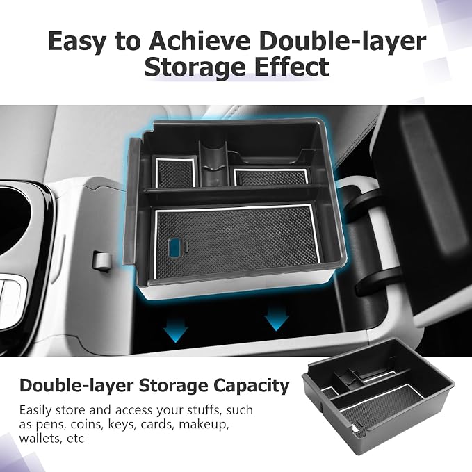 2025 2026 T ucson Accessories for 2022-2025 2026 Hyundai T ucson Center Console Organizer Armrest Storage Box Armrest Console Organizer Insert Tray White-trim(NOT FOR 2025 T ucson PHEV &Limited Model)