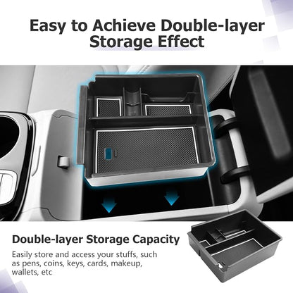 2025 2026 T ucson Accessories for 2022-2025 2026 Hyundai T ucson Center Console Organizer Armrest Storage Box Armrest Console Organizer Insert Tray White-trim(NOT FOR 2025 T ucson PHEV &Limited Model)