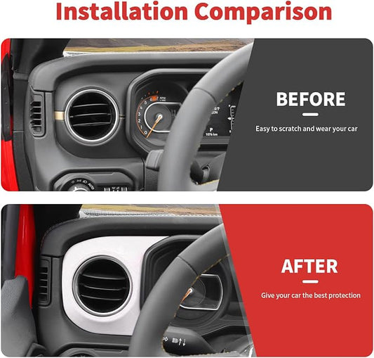 Center Console Dashboard Decorative Panel Trim Cover Kit Compatible with 2024-2026 Jeep Wrangler JL JLU & Jeep Gladiator JT(White)