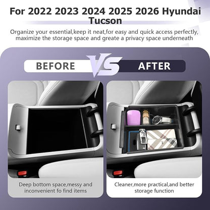 LUWU 2025 2026 Hynudai Tucson Center Console Organizer 2022-2026 Tucson NX4 Armrest Storage 2026 Tucson Console Organizer Tray Tucson SE/SEL/XRT Armrest Organizer 2025 2026 Tucson Accessories (Blue)