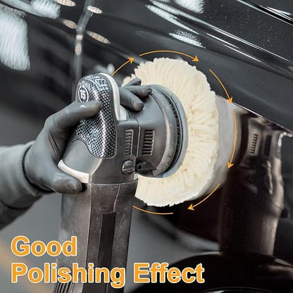 Tallew 6 Pcs 3 Inch Wool Polishing Pad Hook Loop Buffing Pad for Drill Curved Edge Compound Cutting Tool Drill Polisher Attachment Wheel Polish Kit Car Body Repair Buffing