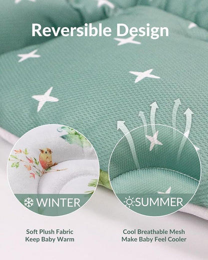 Generic Infant Car Seat Insert Compatible with Mamaroo Swing & Graco Swing and Infant Car Seat, Newborn Insert Baby Head Body Support, Reversible Design, Breathable Soft Fabric, 1Pcs - Green Woodland