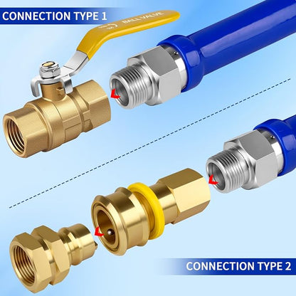 Boltigen 1675KITB48 Safety System Kit, 48 inch Commercial Gas Hose with 3/4" id, Natural Gas Line Hose Connector Kit Comes with Elbows Quick Disconnect Full Port Brass Gas Valve Restraining Device