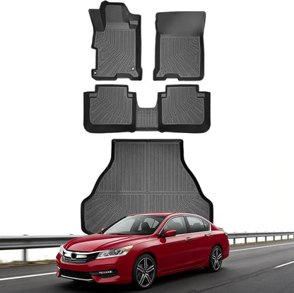 Floor Mats for Honda Accord 2013-2017 (Only for Sedan) All-Weather Custom Fit TPE Rubber Car Liners, Waterproof Anti-Slip Vehicle Accessories for Accord Front & Rear 1st & 2nd & Cargo Liner