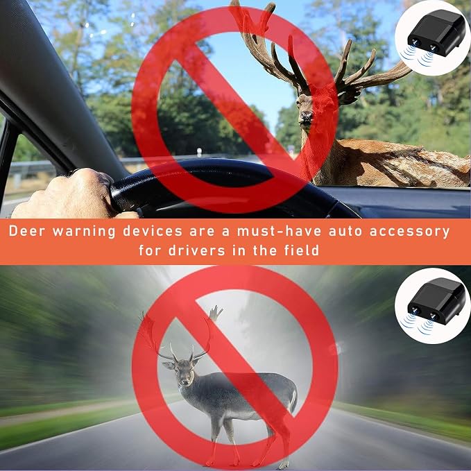 Dickno 2 PCS Deer Whistles for Car, Automotive Deer Warning Whistle Devices, Animal Warning Devices Avoids Collision, Universal Animal Alert Accessories for Vehicles (Black)
