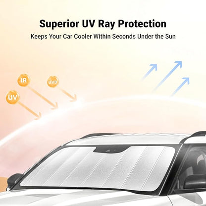 EcoNour Accordion Foldable Windshield Sun Shade Fit for Dodge Ram 1500 2019-2024 2025 2026 Sunshade, Front Car Window Shades Sun Visor, Blocks UV Rays & Heat, Car Accessories
