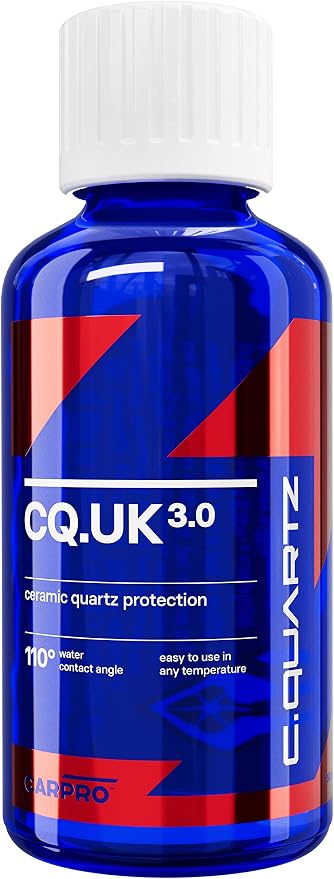 CARPRO CQUARTZ UK 3.0 - Ceramic Coating for Cars, Quartz Based Nanotechnology, Bonds to Paint, Glass, Metal and Plastic - (50ml Kit)
