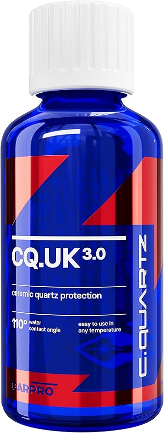 CARPRO CQUARTZ UK 3.0 - Ceramic Coating for Cars, Quartz Based Nanotechnology, Bonds to Paint, Glass, Metal and Plastic - (30ml Kit)